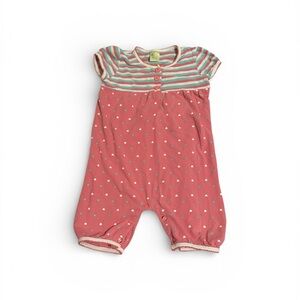 VTG Pumpkin Patch Striped and Polka Dot Toddler Baby Romper 12-18 mo